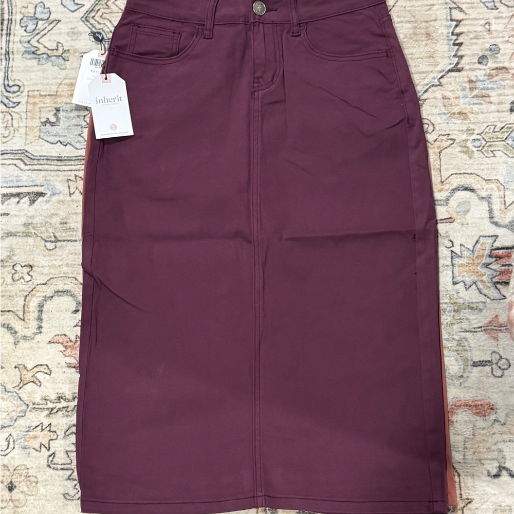 Inherit Women's Burgundy High-Rise Pencil Skirt